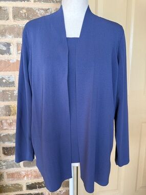 Madison Studio Periwinkle Lightweight Knit Jacket & Tank Top Career Plus Sz 1X